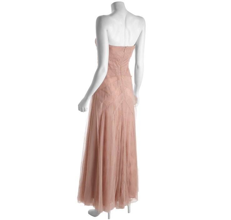bcbgmaxazria layered tulle & mesh sleeveless corset gown
