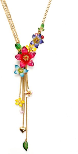Betsey Johnson Gold Tone Multi Flower Y Necklace in Gold ...