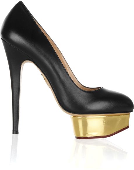 Charlotte Olympia The Dolly Leather Platform Pumps in Gold | Lyst