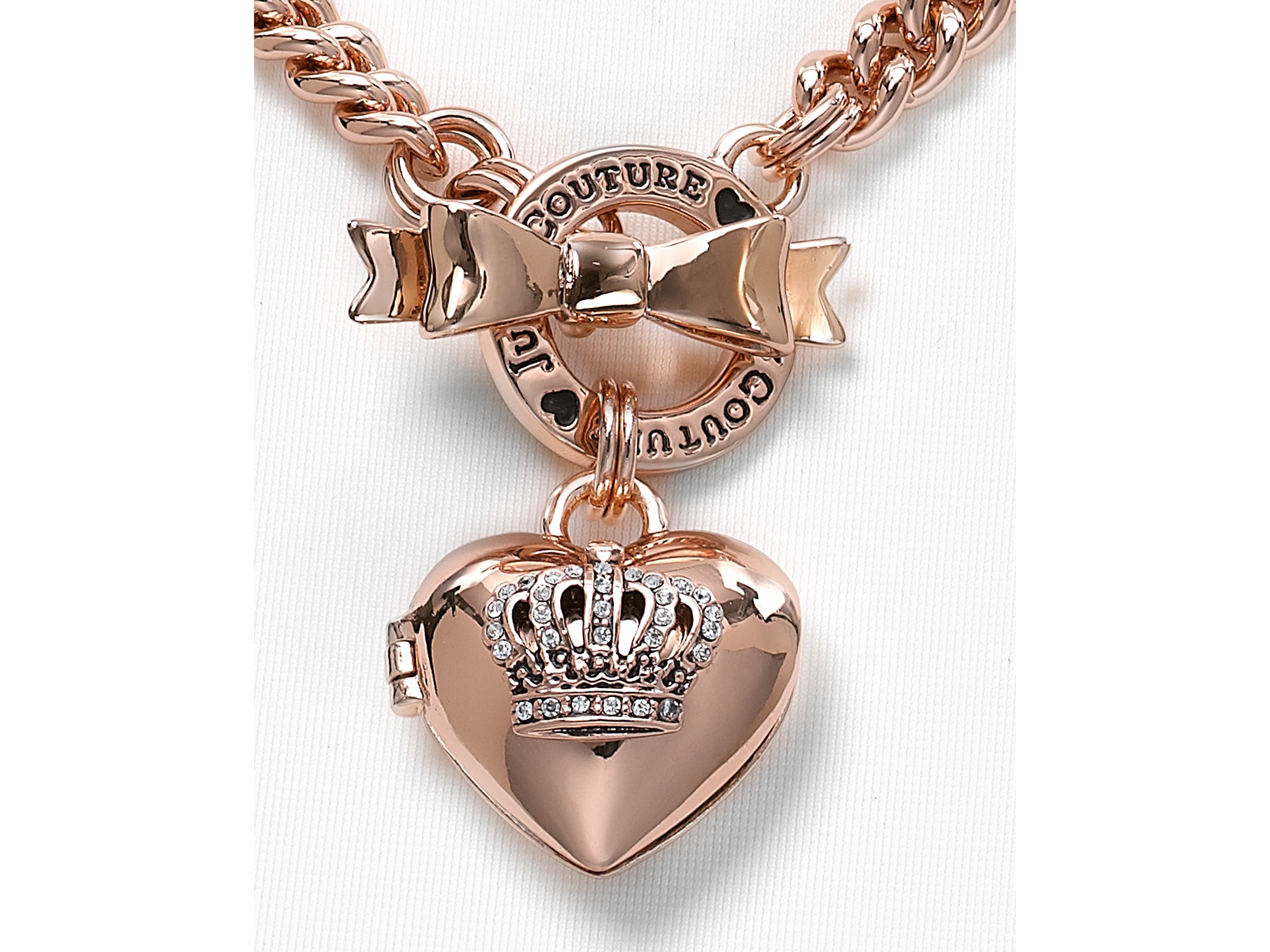 Lyst Juicy Couture Bow Toggle Heart Crown Necklace In Pink Gallery