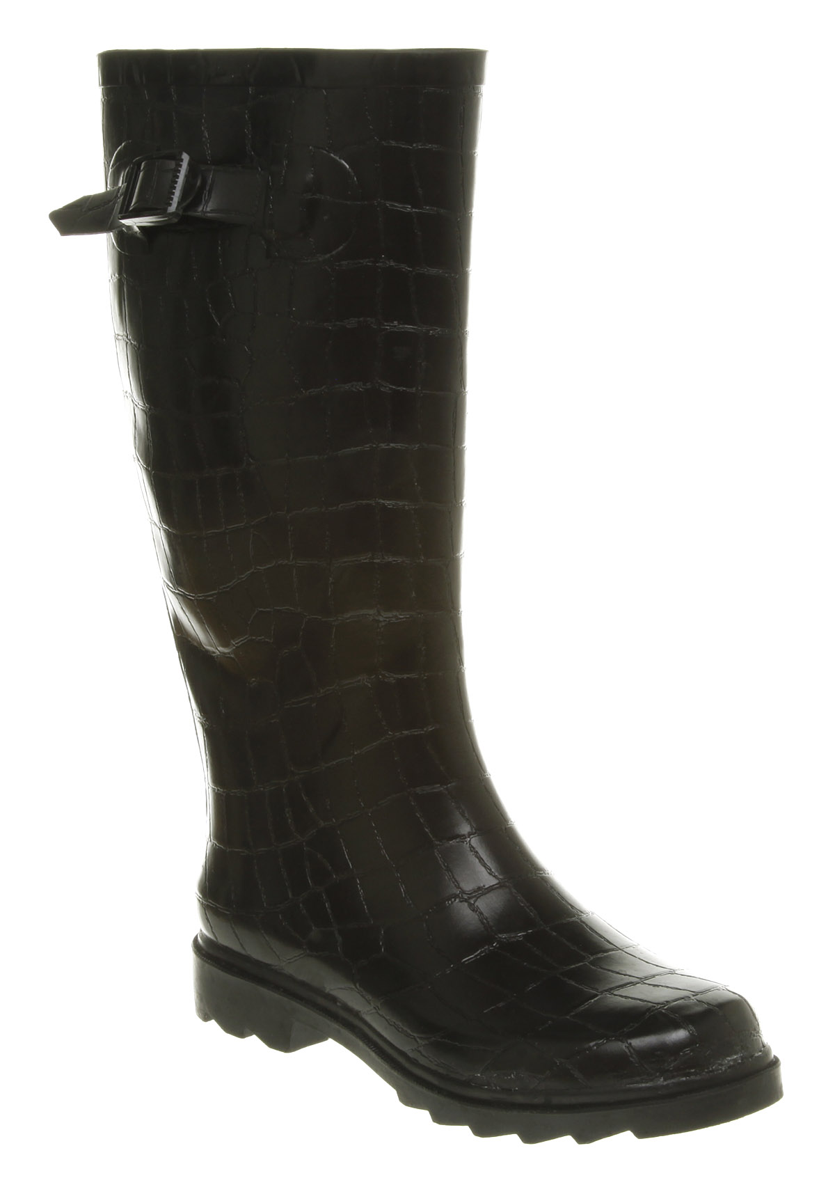 Office Croc Print Welly 2 Black Shiny Rubber in Black | Lyst