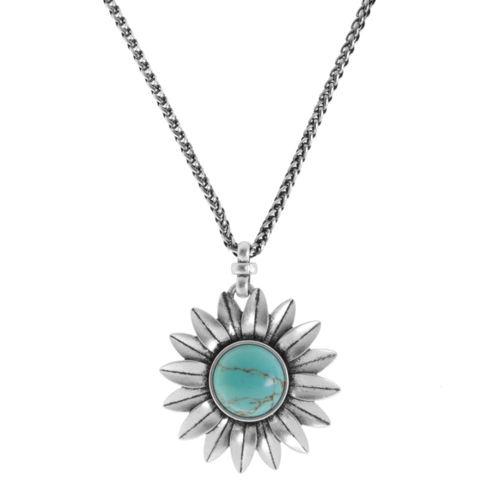 Lyst Lucky Brand Silver Tone Turquoise Sunflower Pendant in Blue
