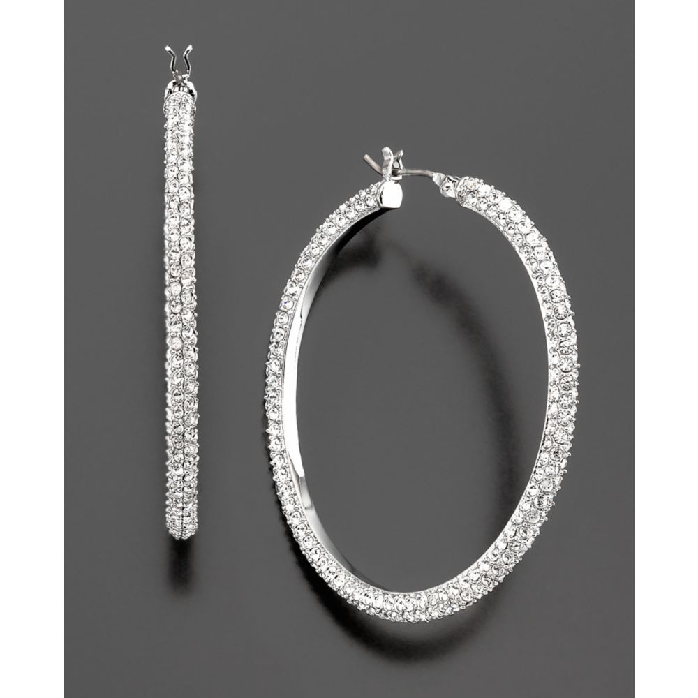 Lyst Ralph Lauren Pave Hoop Earrings In Brown Gallery