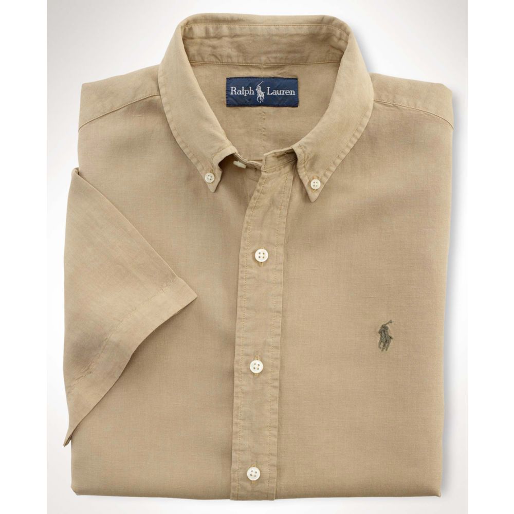 Lyst - Ralph Lauren Short Sleeved Linen Silk Shirt in Natural for Men