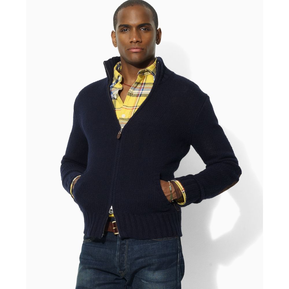 Download Lyst - Ralph Lauren Full Zip Mock Neck Sweater in Blue for Men