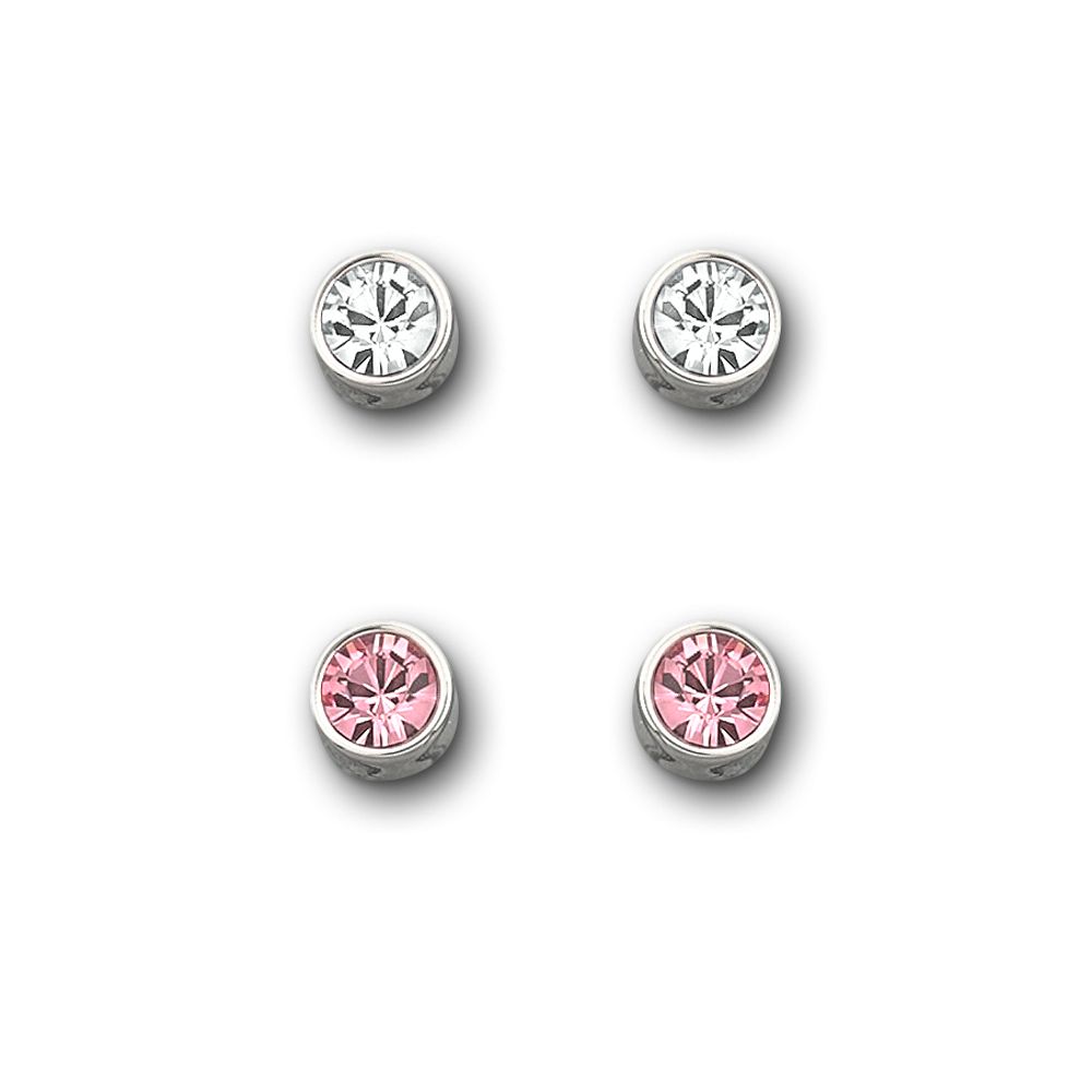 Lyst Swarovski Pink And Clear Crystal Stud Earring Set In Gallery