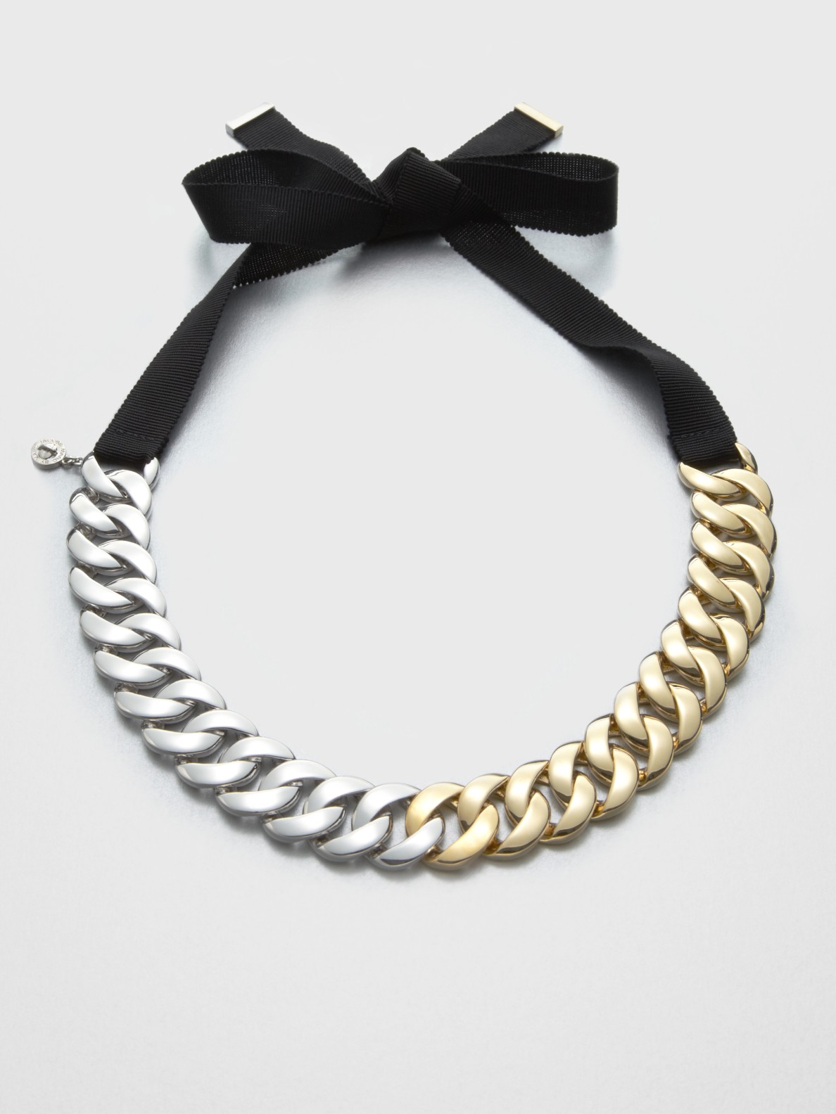 Marc By Marc Jacobs Twotone Chain Link Ribbon Necklace in Gold (silver ...