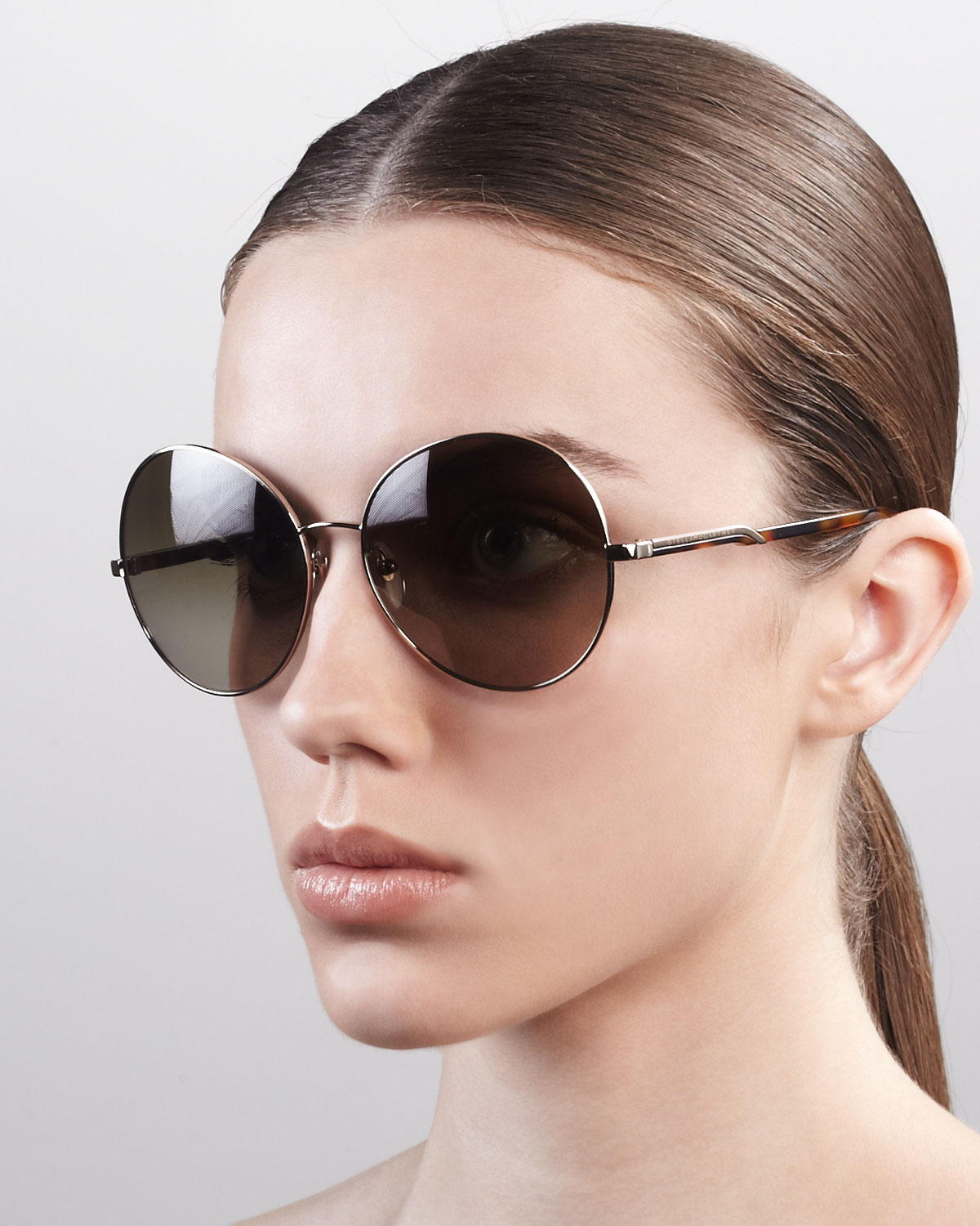 Stella mccartney Round Metal Sunglasses in Metallic | Lyst