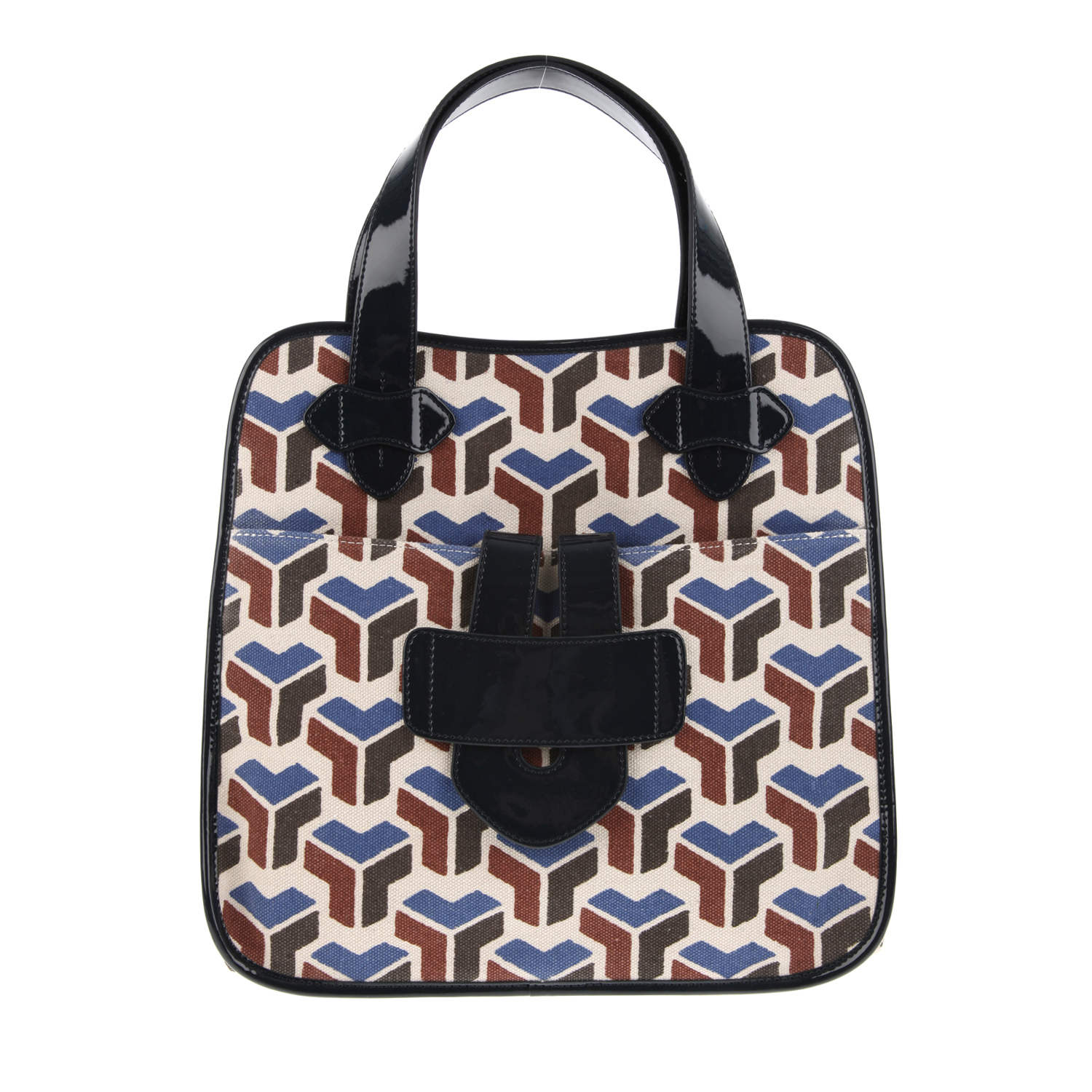Tila March Zelig Tote Bag in Printed Canvas and Patent Leather in Black ...