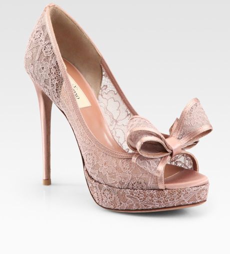 Valentino Lace Couture Bow Pumps in Pink (rose) | Lyst