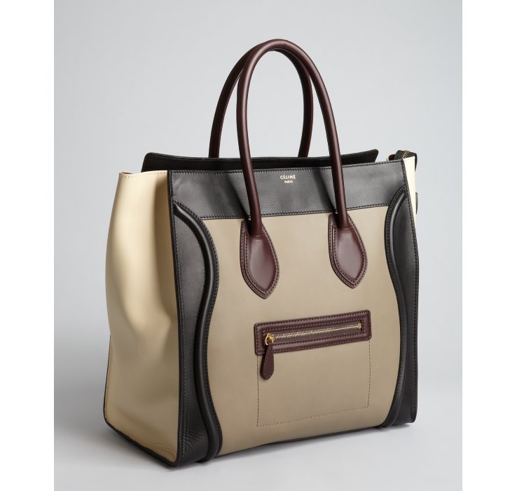 celine beige taupe leather luggage bag  