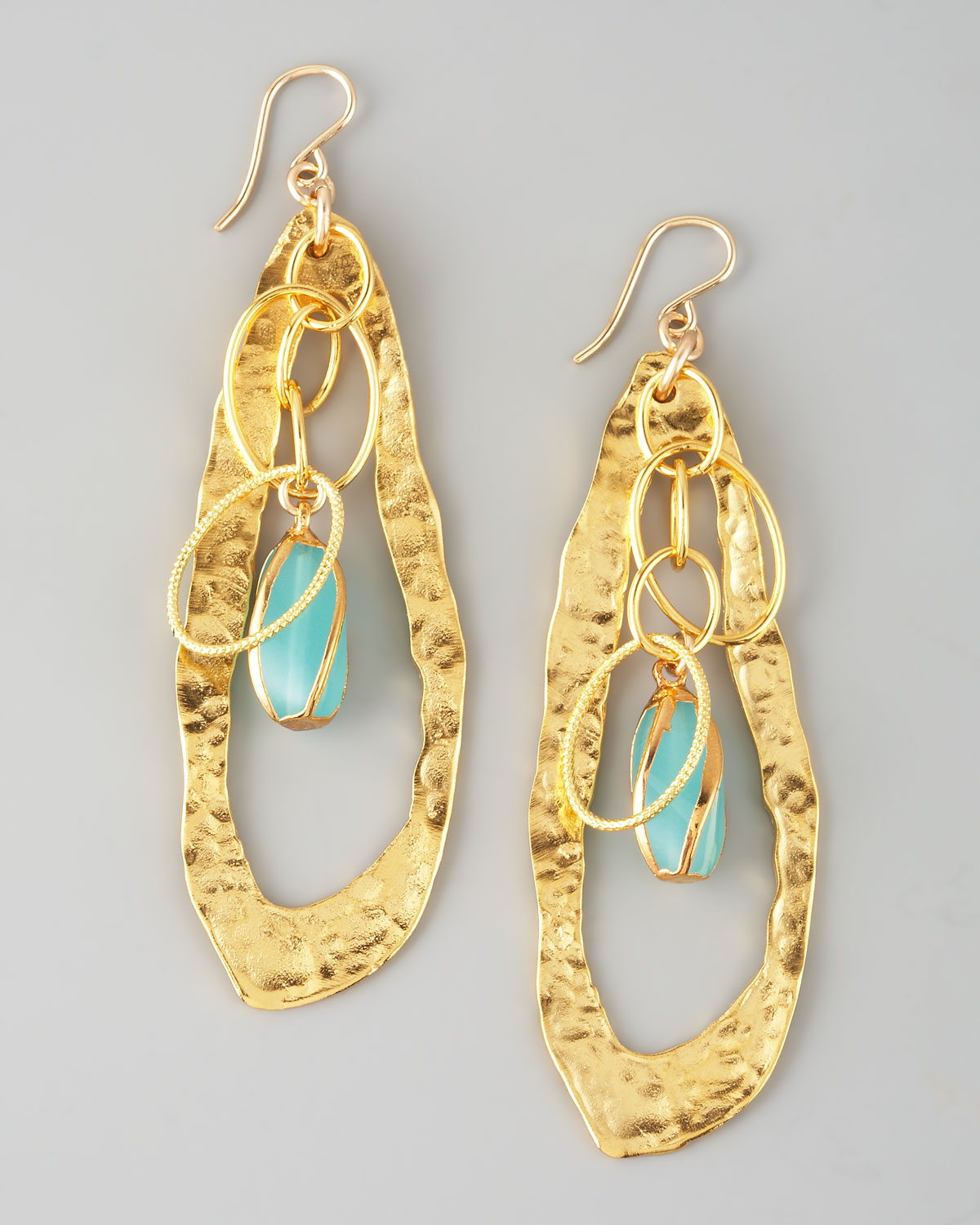 Lyst Devon leigh Twisted Chalcedony Drop Earrings in Metallic