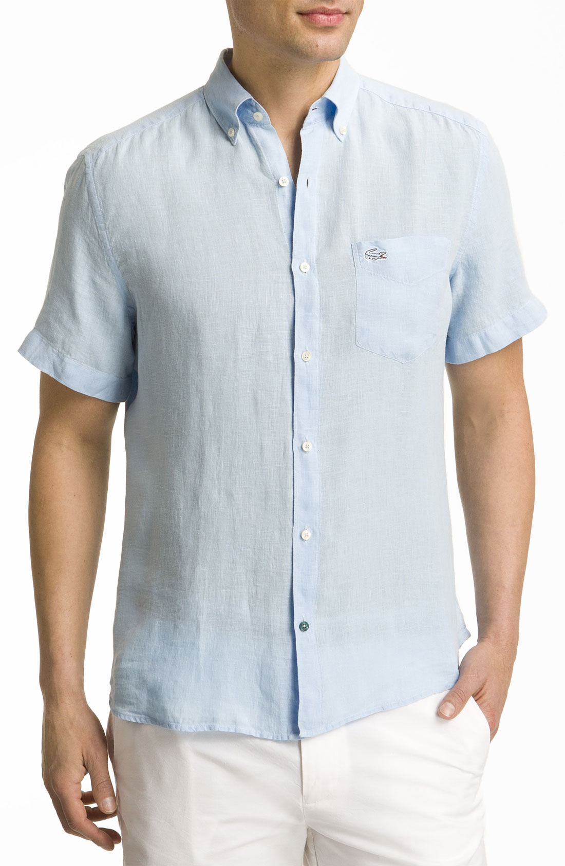 Lacoste Linen Sport Shirt in Blue for Men (atlantis blue) | Lyst