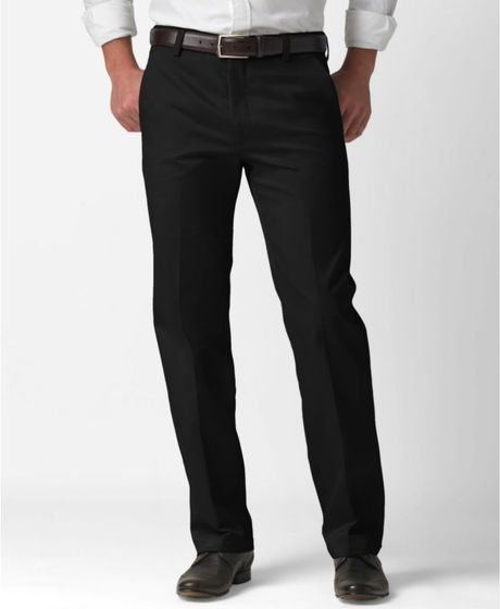 Dockers D1 Slim Fit Signature Khaki Flat Front Pants in Black for Men ...