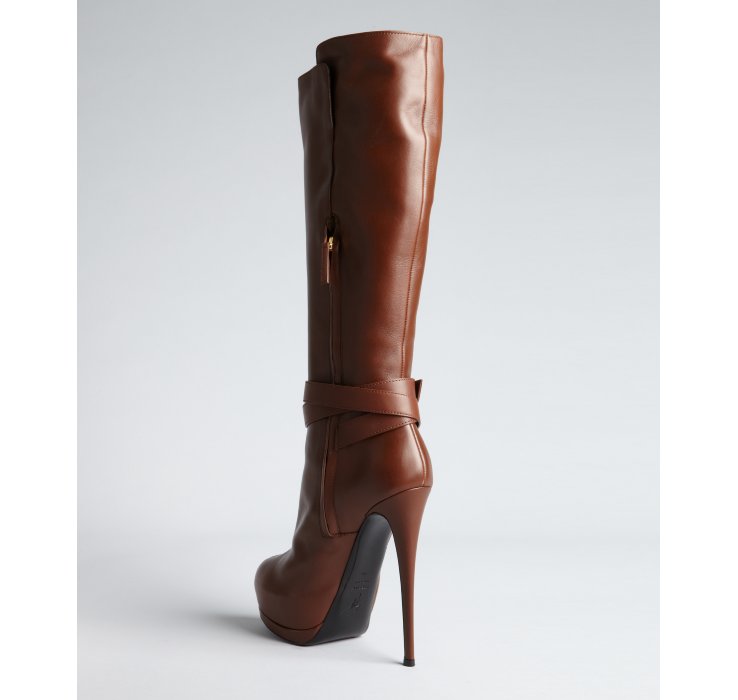 Lyst Giuseppe Zanotti Cinnamon Leather Platform Stiletto Heel Boots 