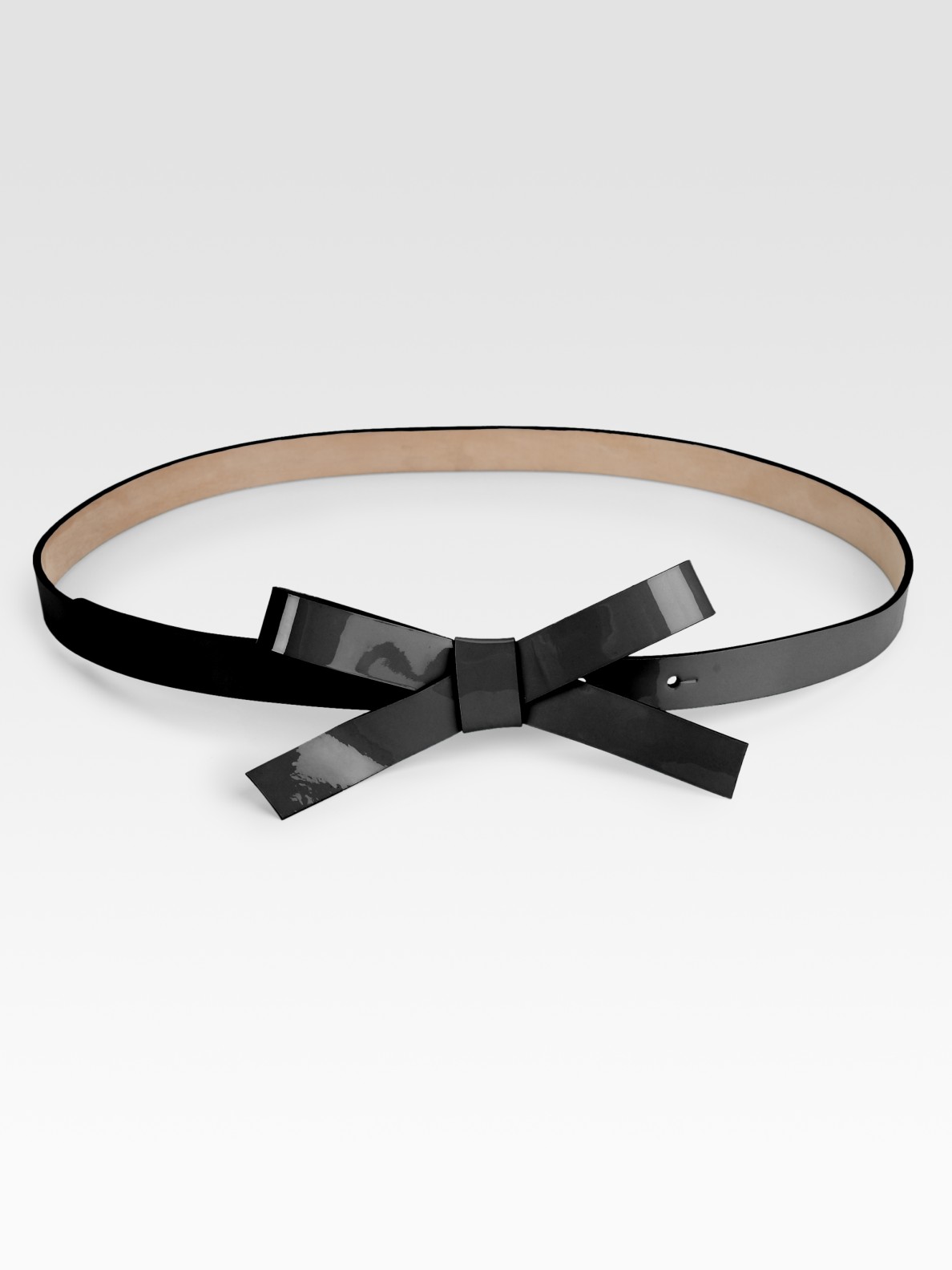 Lyst Kate spade new york Patent Leather Bow Belt in Black