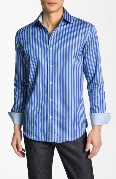 Bugatchi Uomo Shaped Fit Sport Shirt in Blue for Men (classic blue) | Lyst