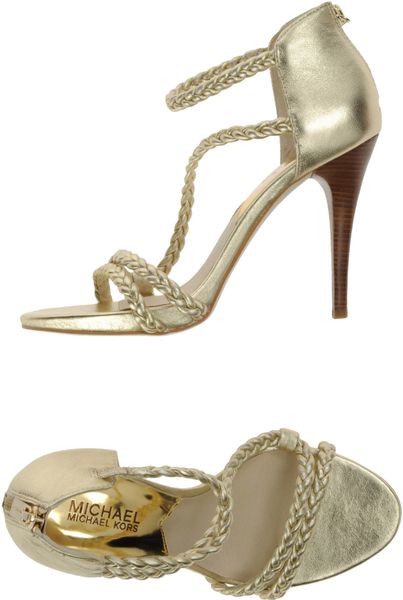 Michael Michael Kors Highheeled Sandals in Gold | Lyst