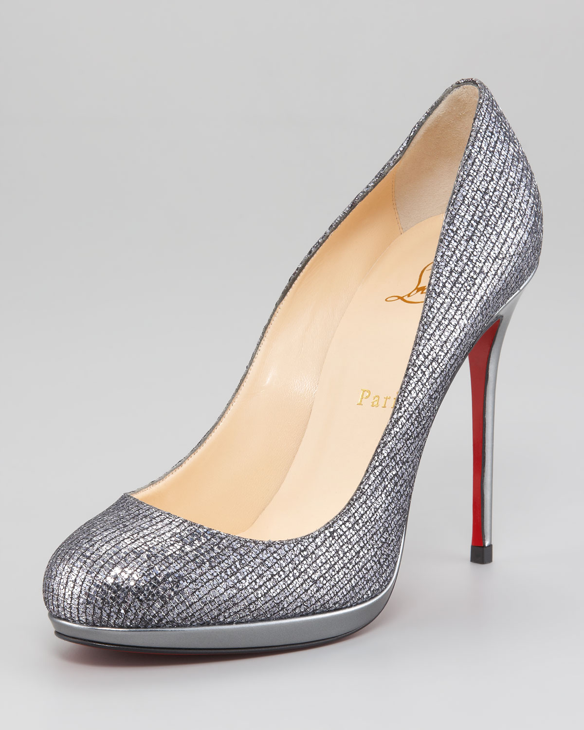 Christian louboutin Filo Glitter Platform Pump in Silver | Lyst  