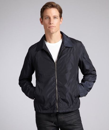 Prada Prada Sport Navy Nylon Zip Front Windbreaker Jacket in Blue for ...