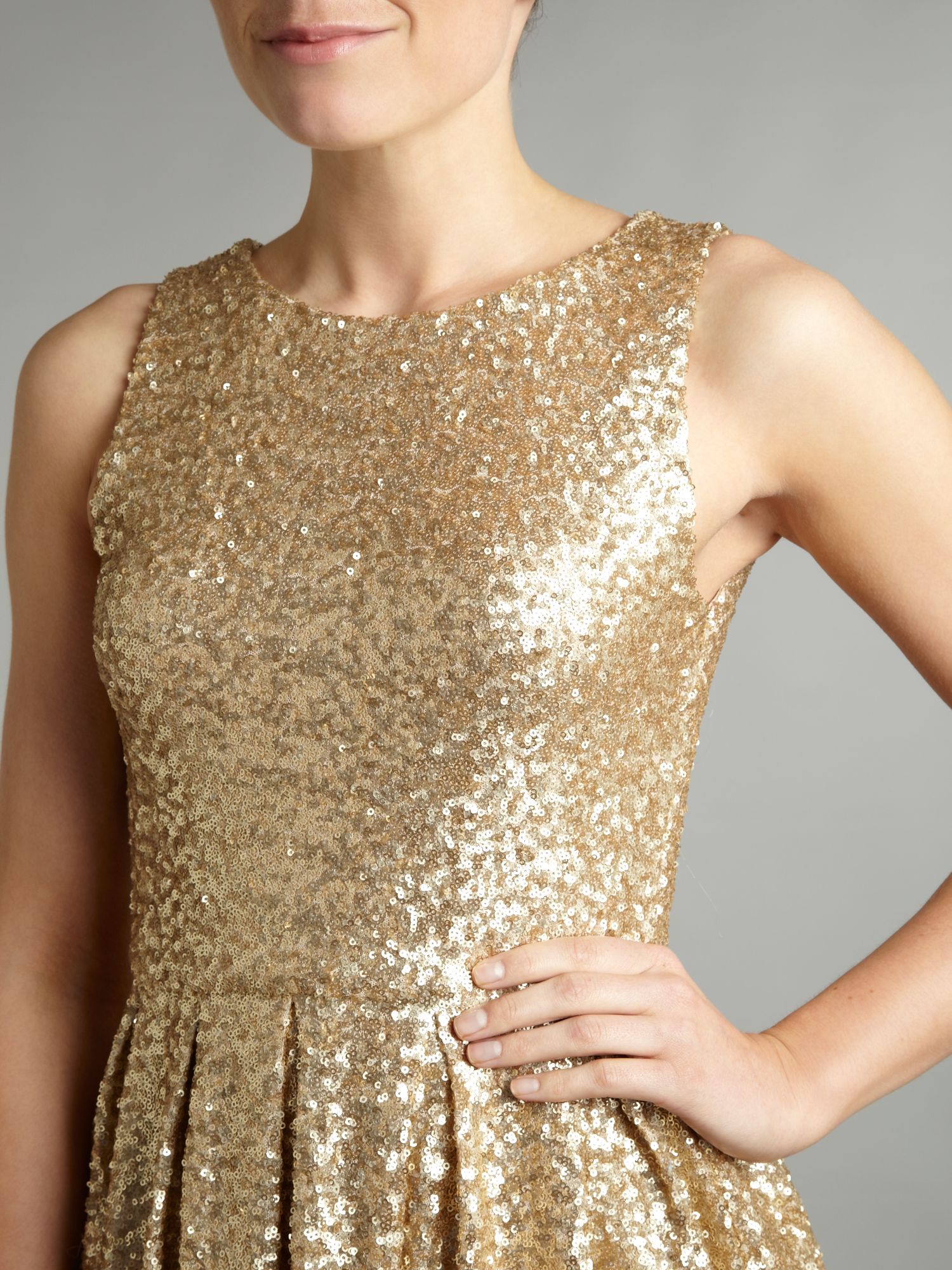 Tfnc London All Over Fit And Flare Sequin Dress In Metallic | Lyst