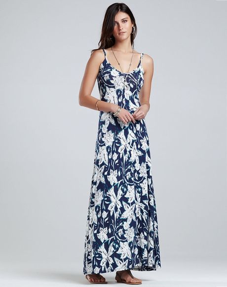 Lucky Brand Vicky Bali Batik Maxi Dress in Blue (navy multi) | Lyst