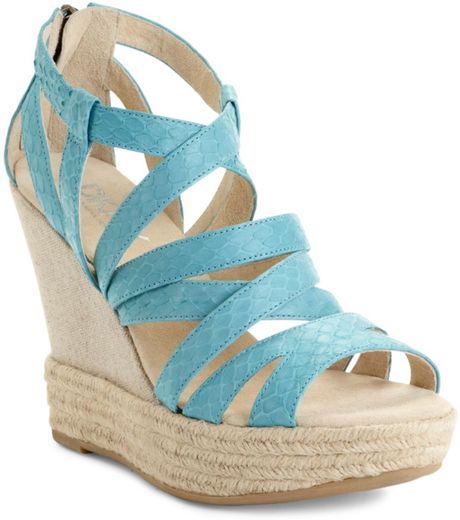 Dkny Kendra Espadrille Platform Wedge Sandals in Blue (turquoise) | Lyst