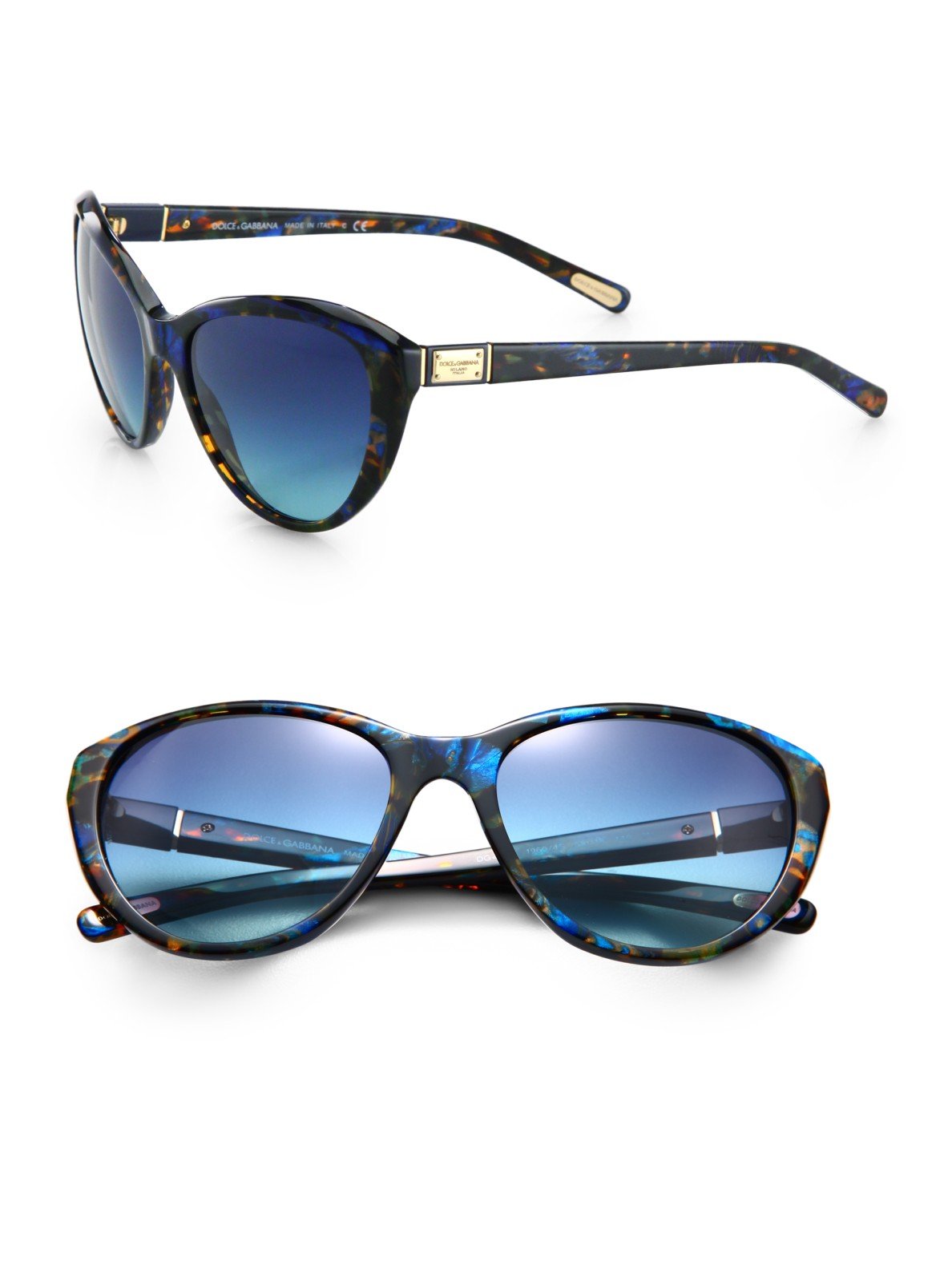 Lyst Dolce And Gabbana Cats Eye Acetate Sunglasses In Blue 7235