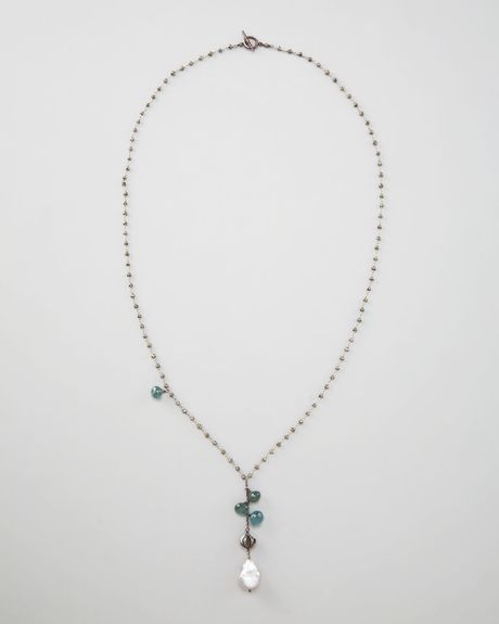 Wendy Brigode Crystal Ydrop Necklace in Silver (multi colors) | Lyst