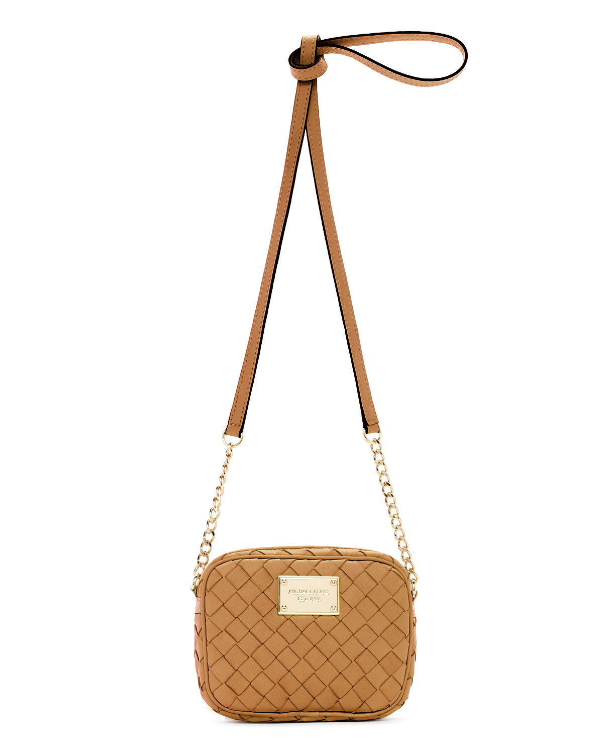 Lyst Michael Kors Jet Set Woven Crossbody In Brown Gallery