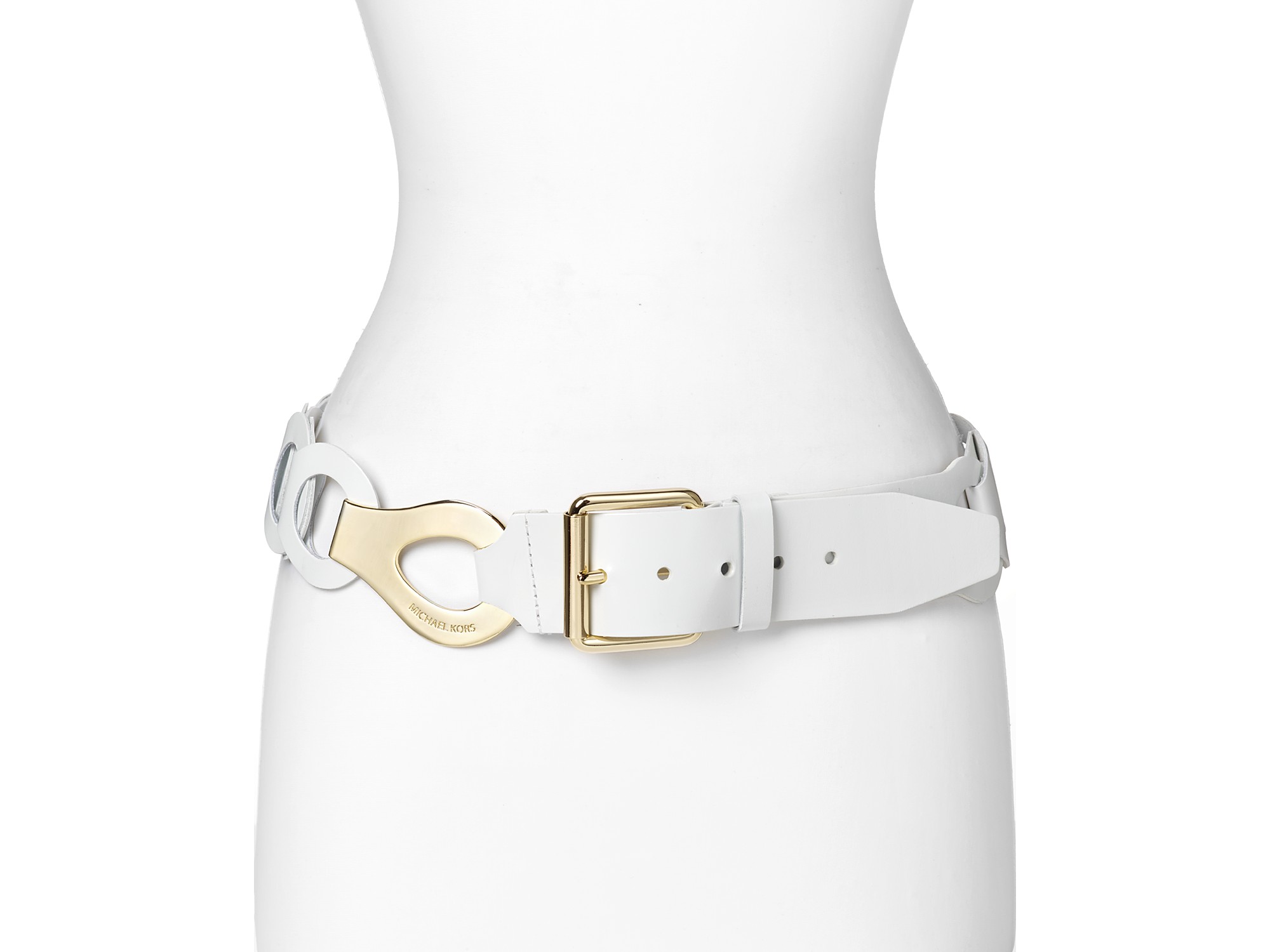 Michael Kors Belt Scrap Link Belt with Roller Buckle in White (white ...