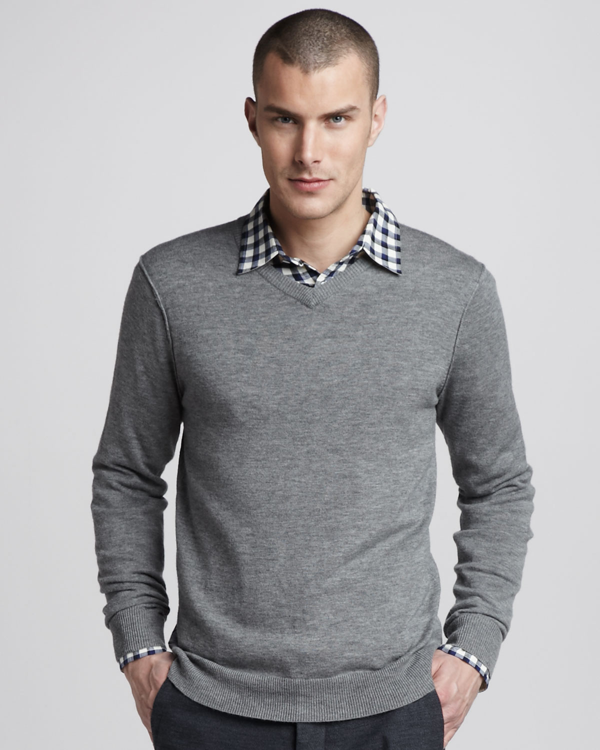 Lyst - Rag & bone V-neck Merino Sweater in Gray for Men