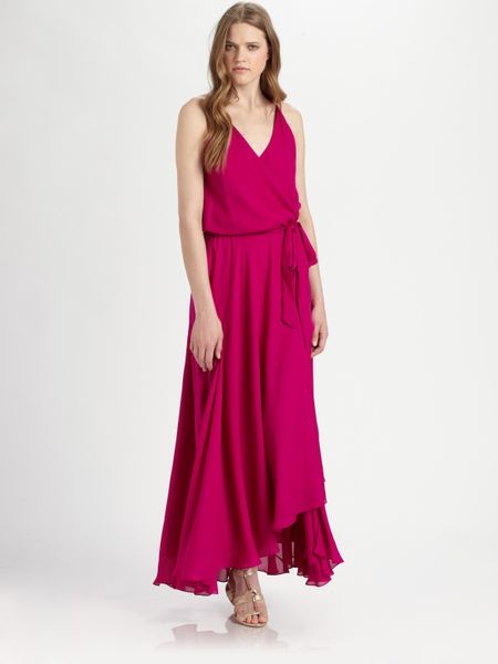 Haute Hippie Silk Halter Maxi Dress in Pink | Lyst