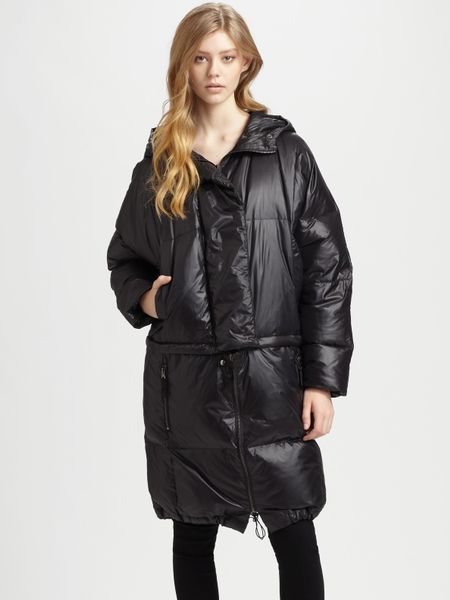 Maison Margiela Long Down Puffer Coat in Black | Lyst