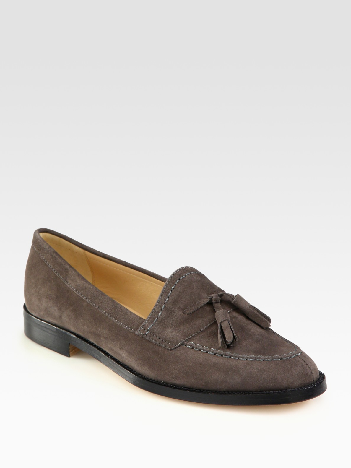 Manolo blahnik Suede Tassel Loafers in Gray Lyst