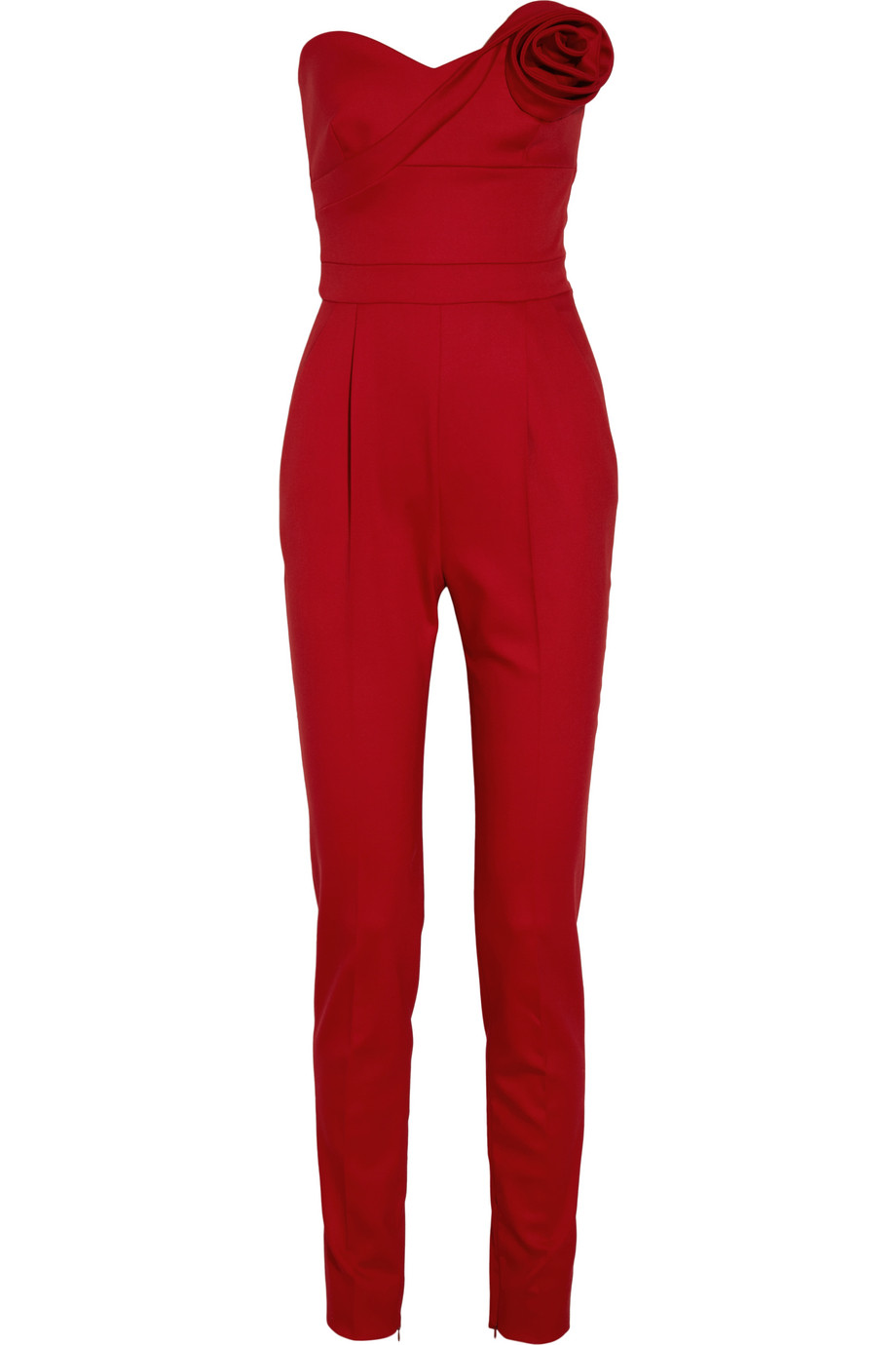 Valentino Strapless Woolblend Twill Jumpsuit in Red | Lyst
