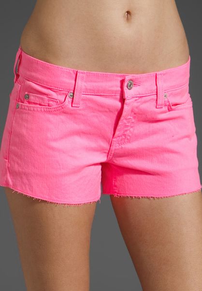 7 For All Mankind Cut Off Shorts in Pink (neon pink) | Lyst