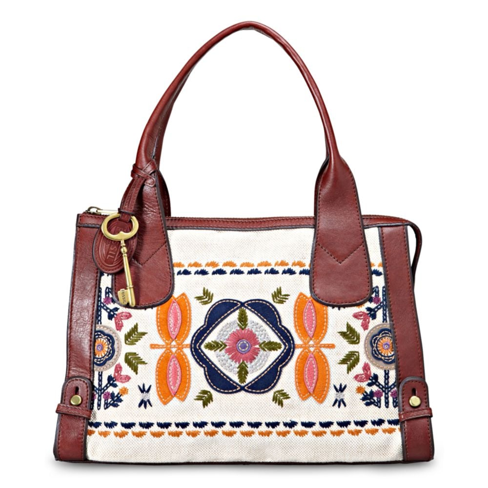 fossil zip top tote