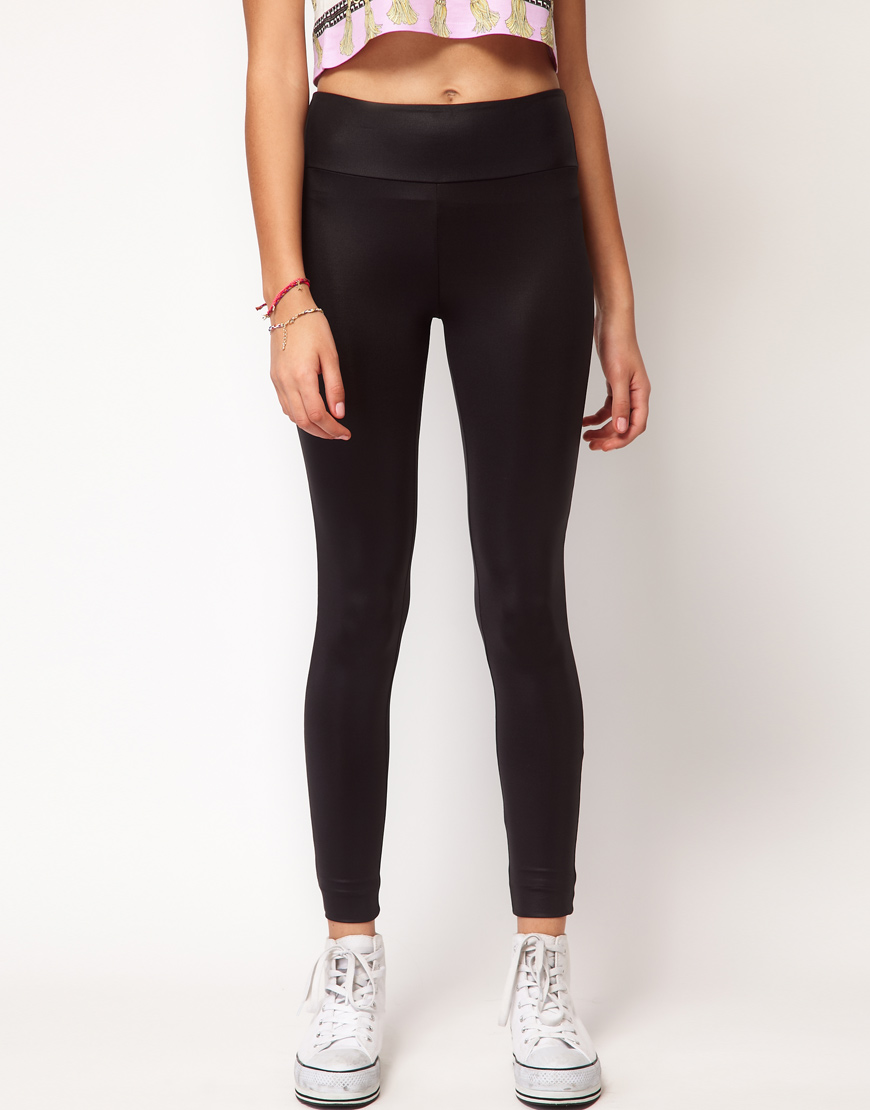 Lyst River Island River Island Wet Look Leggings in Black