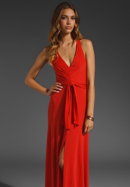 Bcbgmaxazria Halter Maxi Dress in Red (paprika) | Lyst