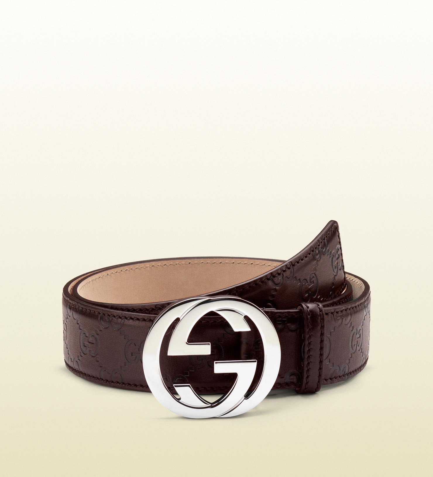Lyst - Gucci Ssima Leather Belt With Interlocking G Buckle in Brown for Men