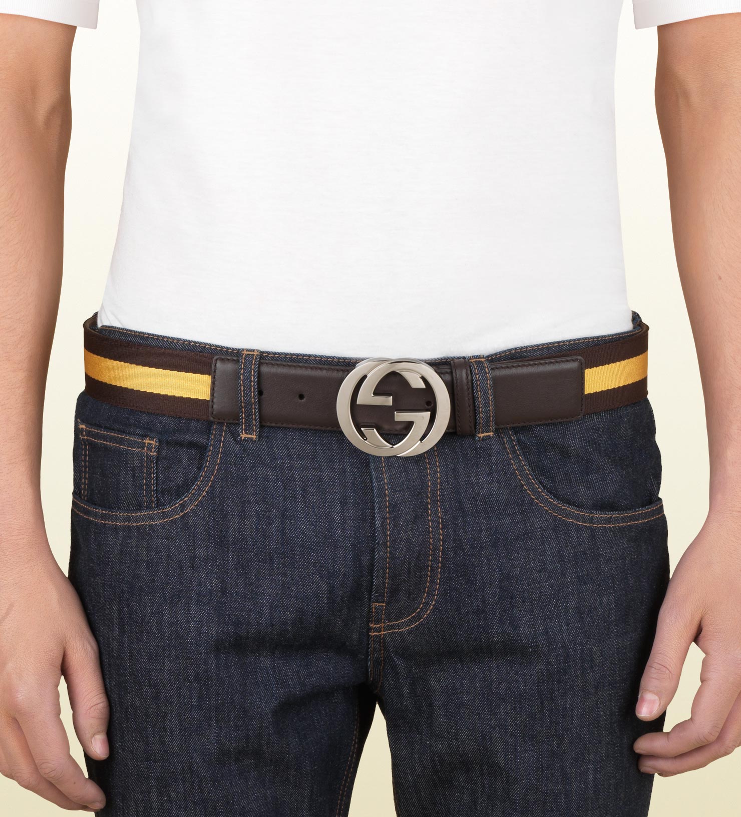 Lyst - Gucci Belt with Interlocking G Buckle in Brown for Men