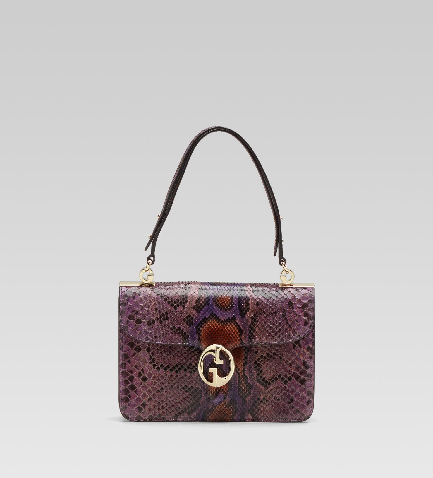 Lyst Gucci G Color Python Top Handle Bag In Purple Gallery