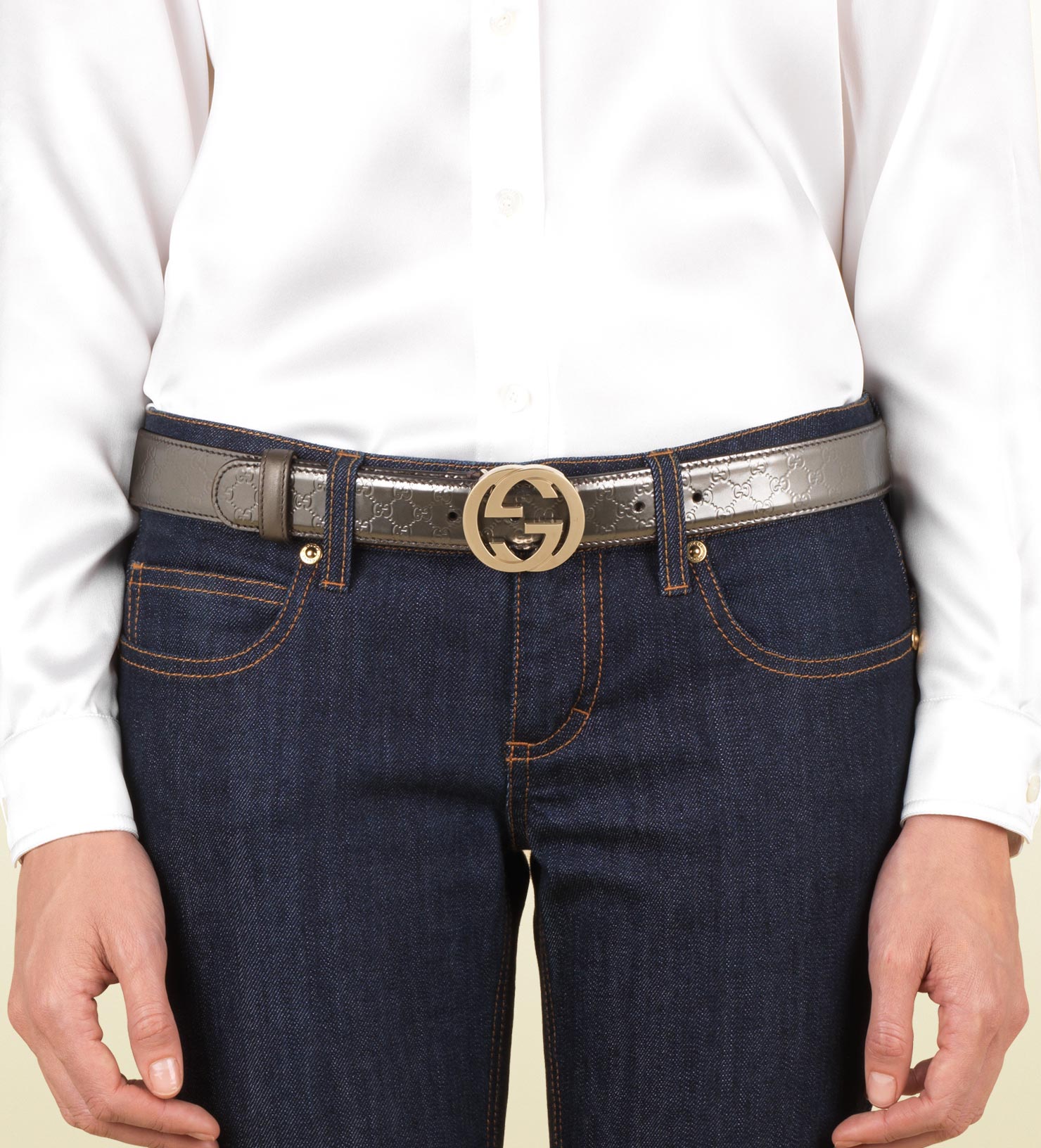 Lyst - Gucci Belt with Interlocking G Buckle in Blue