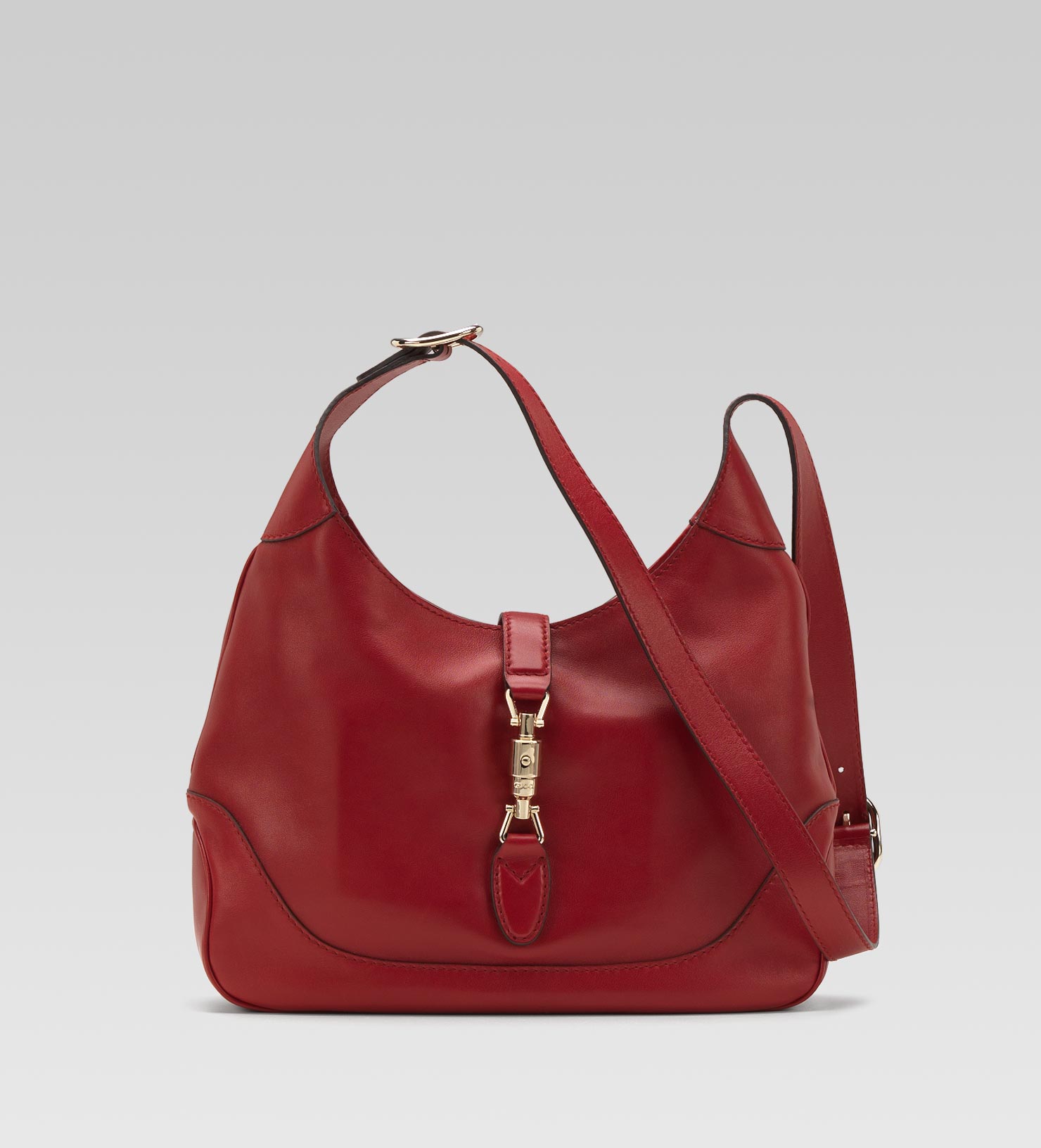 Lyst - Gucci Jackie Red Leather Shoulder Bag in Red