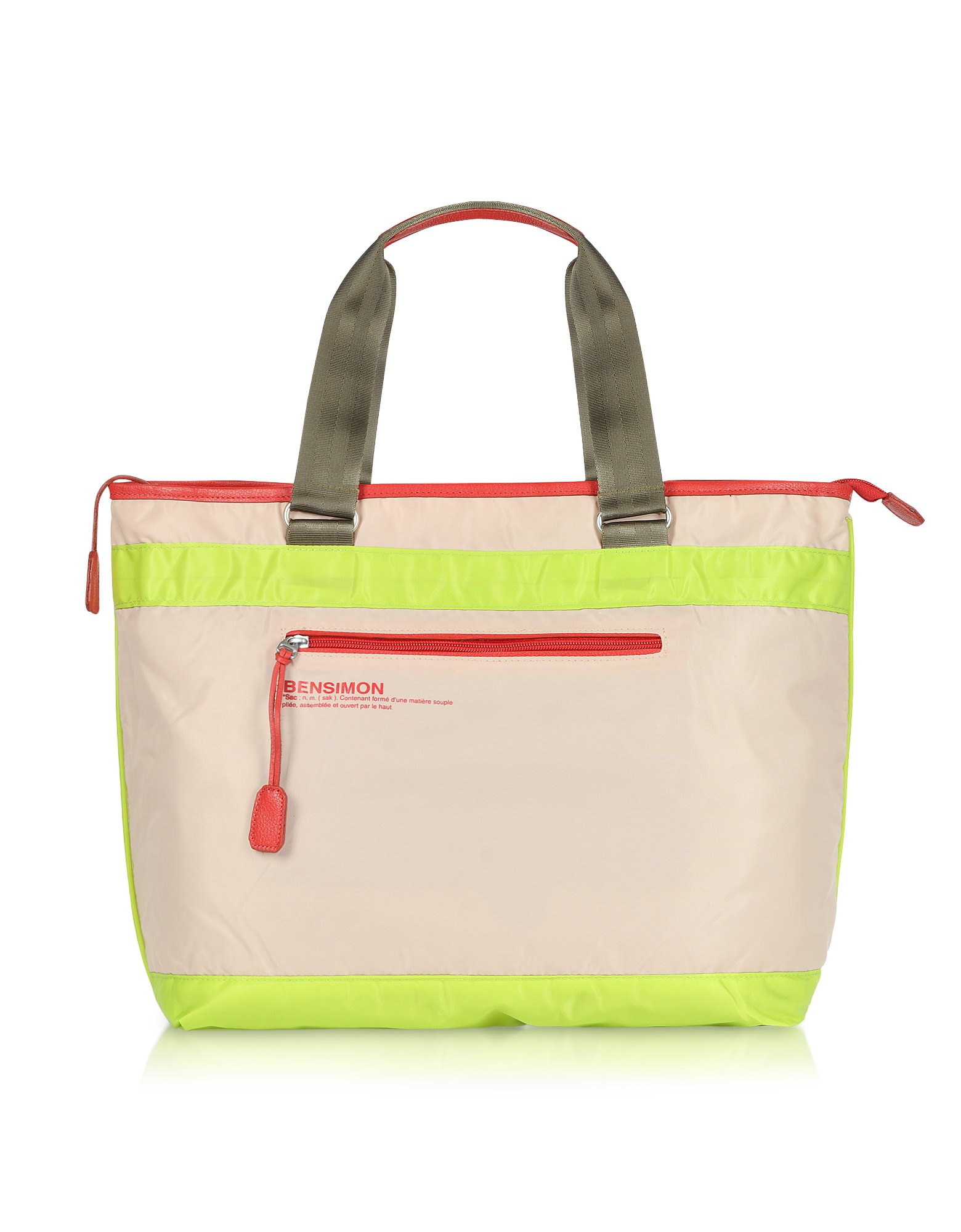 Bensimon Neon Line Large Nylon Zippered Tote Bag in Pink | Lyst