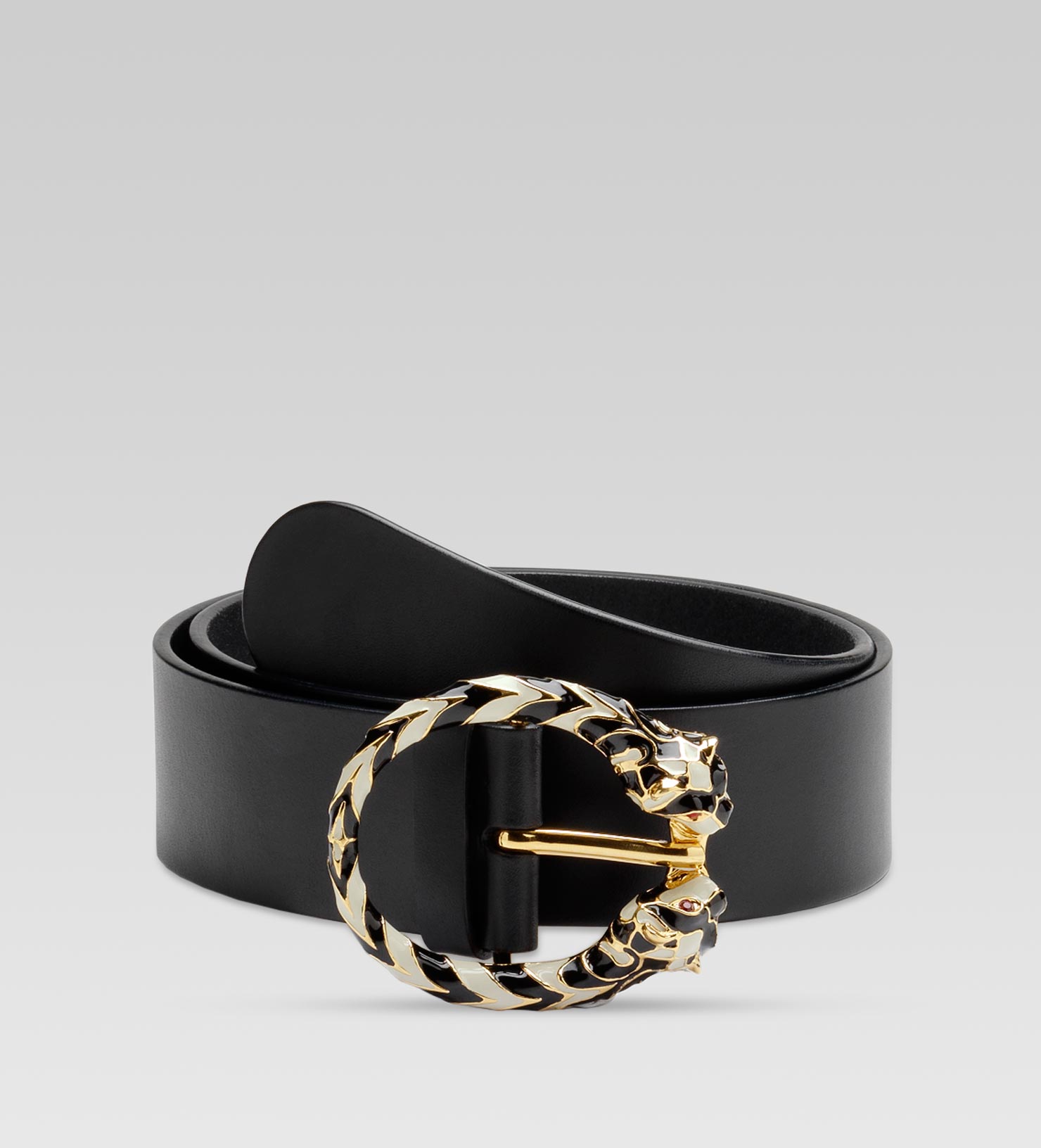 Lyst - Gucci Belt with Two Enameled Tiger Heads Buckle with Swarovski Details in Black