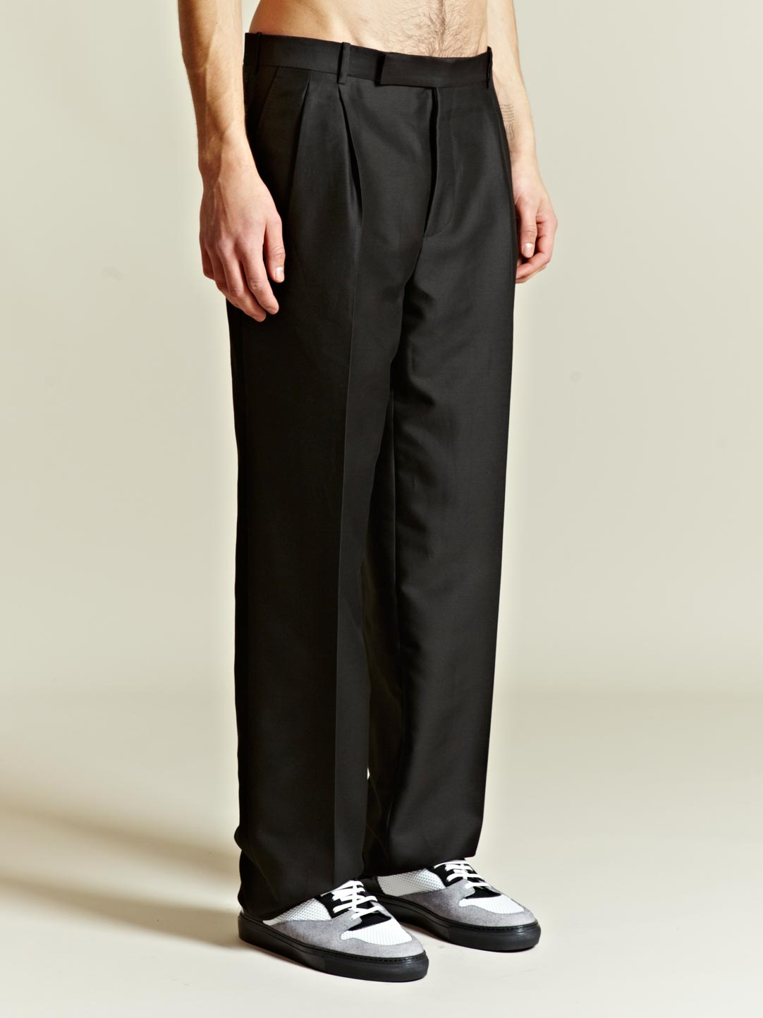 Balenciaga Balenciaga Mens Silkblend Pleated Trousers in Black for Men ...