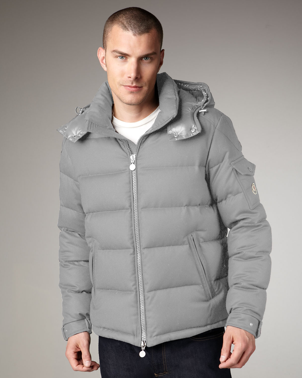 moncler grey padded jacket