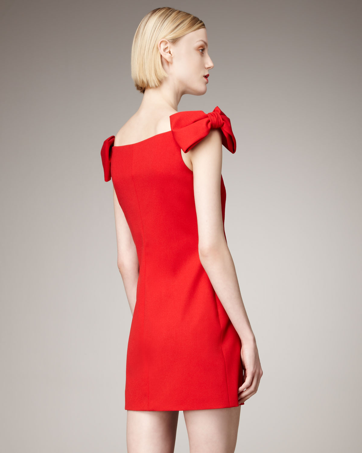 Lyst Valentino Bow Sleeve Dress In Red Gallery